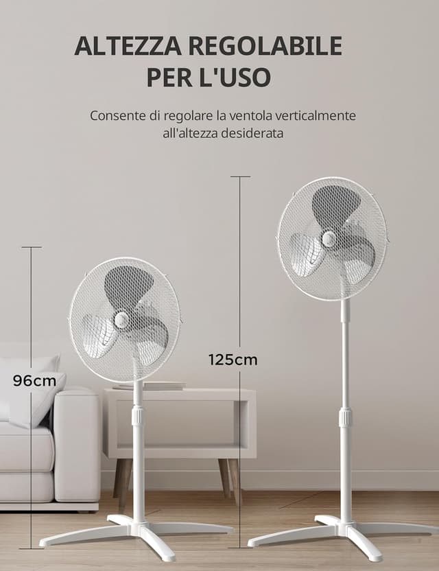 Detalle de COMFEE' CFS40PW00A2 ventilatore a piantana da 40W con 3 velocità e oscillazione 90°
