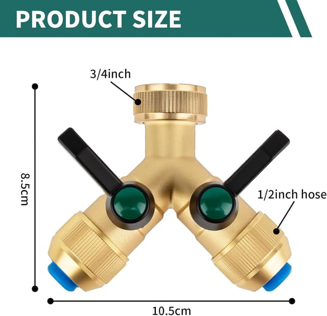 Detalle 2 de Tesmotor Raccordo per rubinetto in ottone a Y con 2 uscite da 1/2