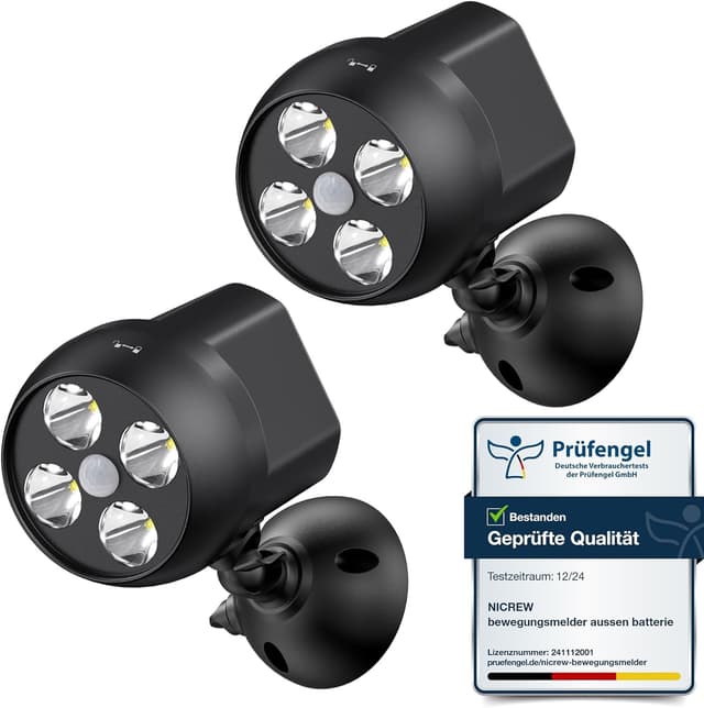 Detalle de NICREW Bewegungsmelder für außen 2x4 LEDs