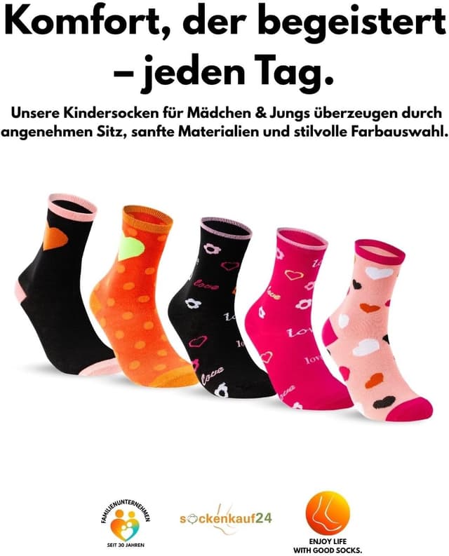Detalle de 10 Paar Kinder Socken für Jungen & Mädchen aus Baumwolle – strapazierfähig, elastisch und formstabil