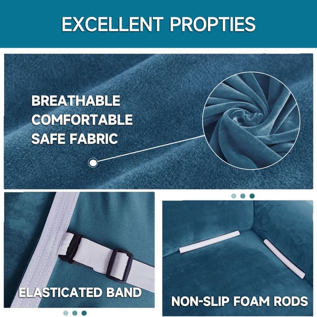 Thumbnail 4 de YSTELLAA Housse Velours 3 Places bleu paon