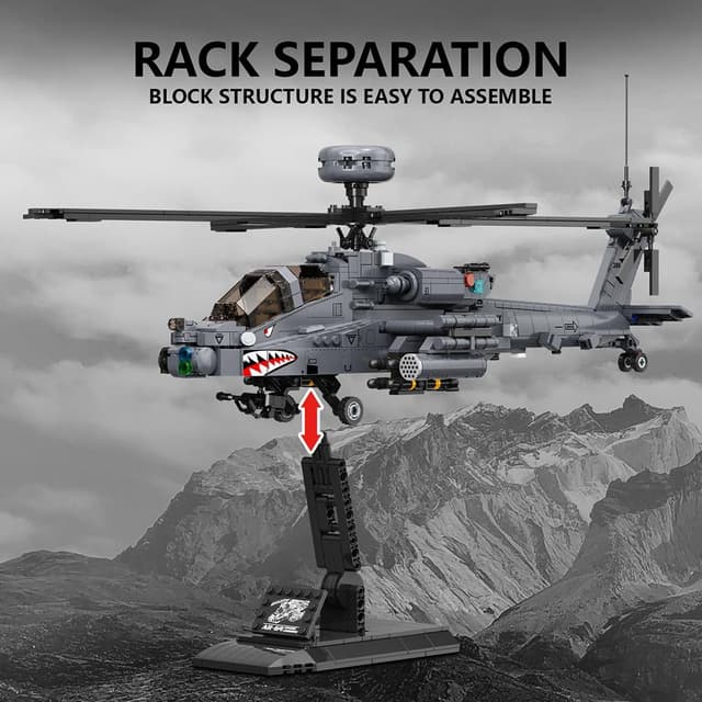 Detalle de MISINI M8023 AH-64 Apache Langbogen Blockset im Maßstab 1:35 (1.383 Teile)