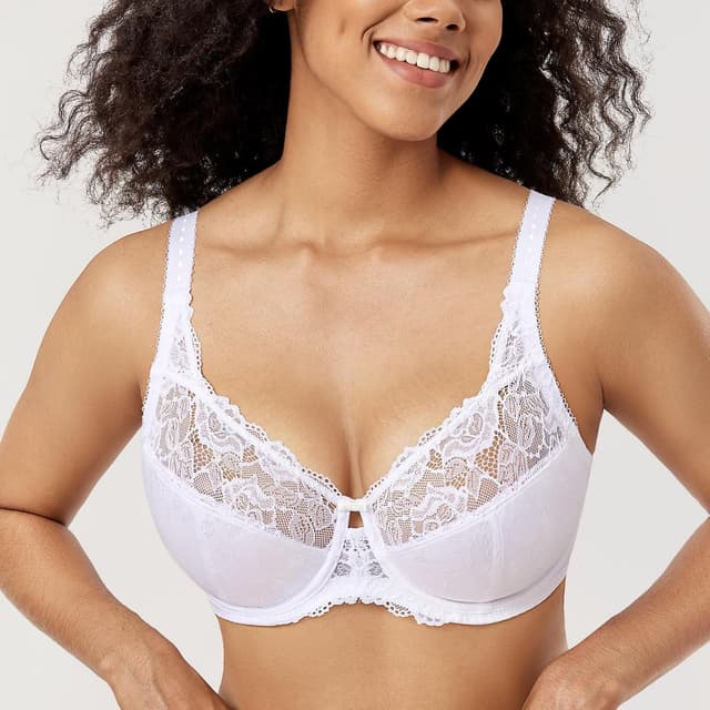 Detalle 2 de DELIMIRA Damen Minimizer-BH ohne Einlagen mit Spitze & Bügel – Große Größen