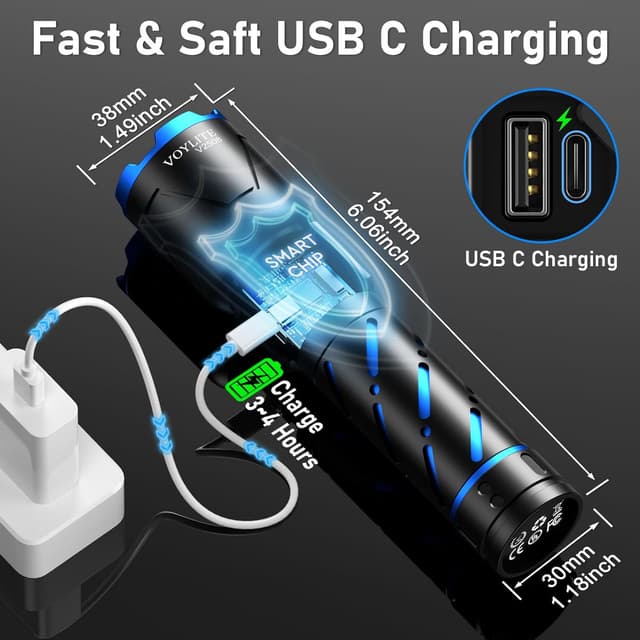 Detalle 2 de Voylite Torches 500000 lumens torch with 5000 mAh battery 🔦