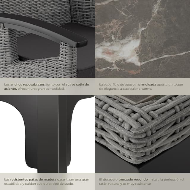 Thumbnail 4 de tectake® Conjunto jardín ratán y madera 6 sillas