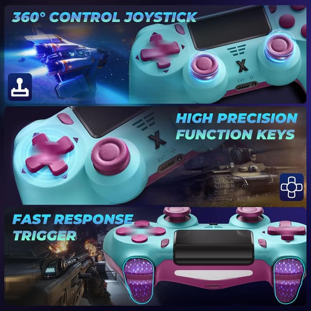 Detalle de Glitfix Wireless Controller for P4, P4 Pro, P4 Slim & PC (Bluetooth gamepad with vibration, touch panel and 3.5mm audio)