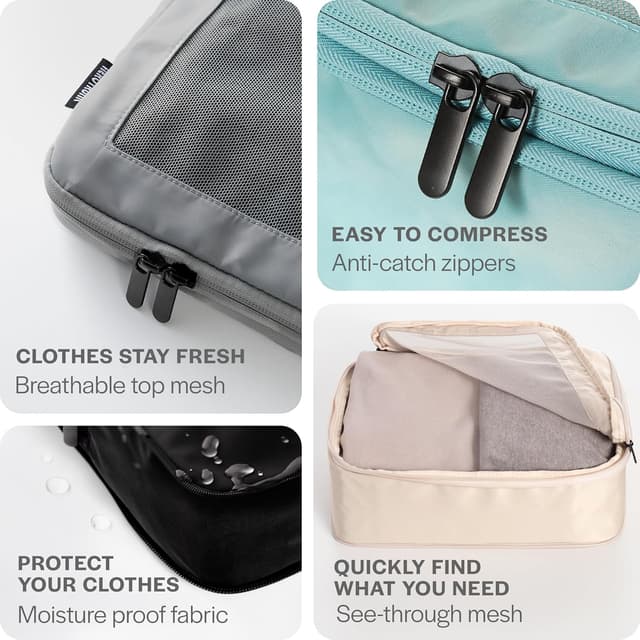 Detalle 2 de Aerotrunk Compression Packing Cubes (6-Pack, Black) for Travel Luggage Organizers