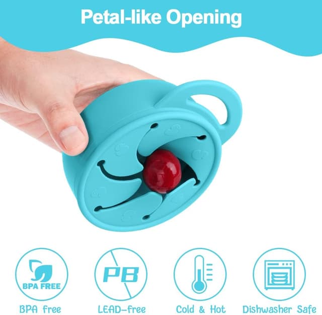 Detalle 2 de Vicloon Tazza per Spuntino 350 ml in silicone senza BPA, contenitore porta snack con maniglia e copertura anti-rovesciamento