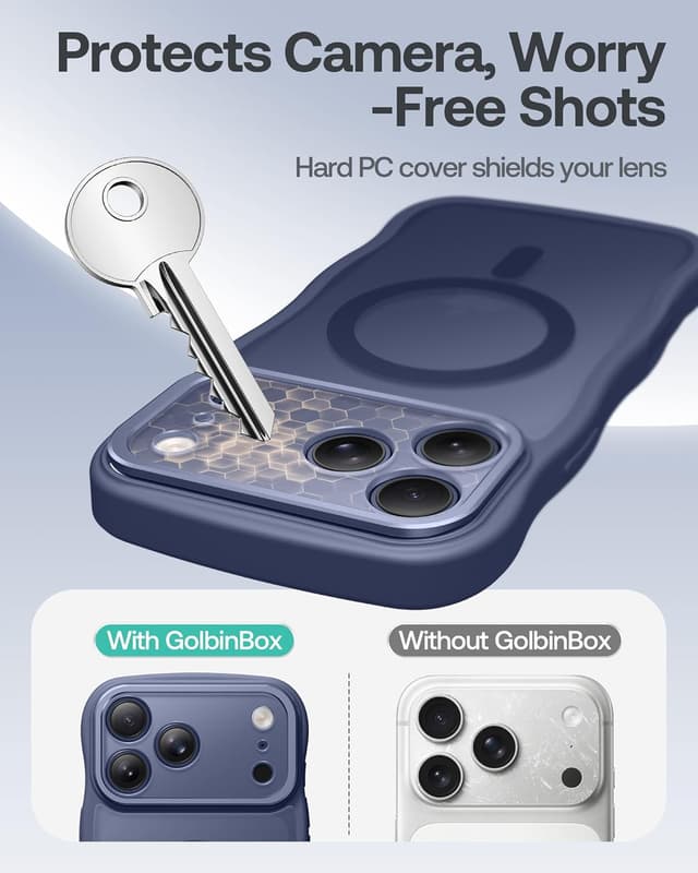 Thumbnail 6 de GolbinBox iPhone 17 Pro Max Case with Stash Stand (6.9") — MagSafe Compatible, Full Camera Protection, Deep Blue