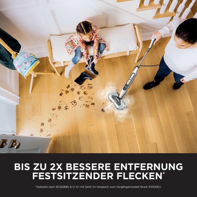 Detalle de Shark S8201EU Dampfreiniger mit Steam Blaster, 3 Dampfstufen & 2 rotierenden Power Pads
