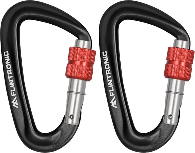 Detalle 1 de Flintronic mousqueton à verrouillage en aluminium 90 x 48 mm (forme D) pour hamac, camping et randonnée