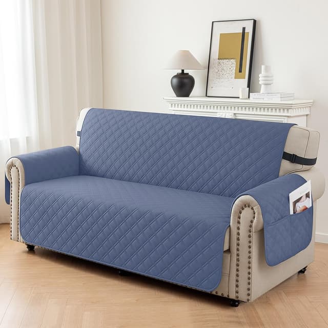 Thumbnail 1 de YSTELLAA copridivano impermeabile 4 posti con braccioli, antiscivolo e antigraffio (blu/grigio)