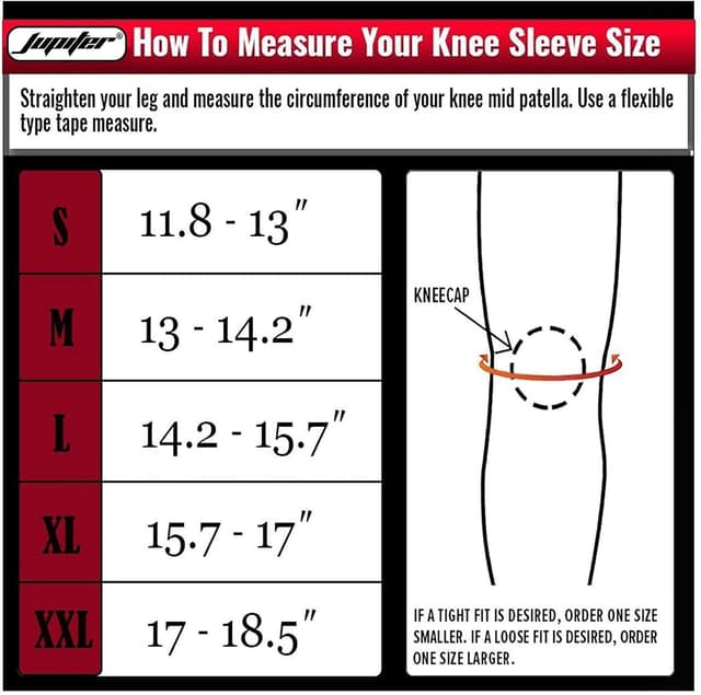 Detalle de Jupiter Knee Sleeves (1 Pair) — 7mm Compression Knee Braces for Squats, Weightlifting & Cross Training (Large)