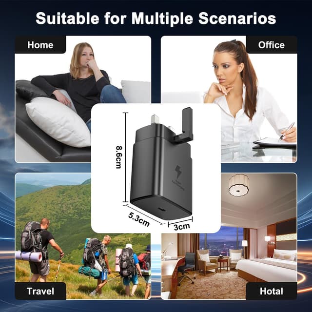 Detalle de 45W Super Fast USB-C Charger with 3M USB-C Cable (PD 3.0) for Samsung Galaxy phones & tablets