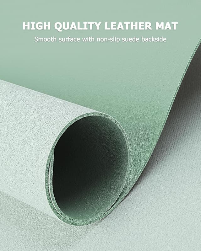 Detalle 2 de MOLMO Non-Slip Desk Mat (Light Green) – Waterproof desk pad, large leather-style mouse mat for office & home, 60 x 35 cm