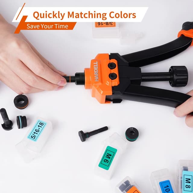 Detalle de HARDELL Rivet Nut Tool Kit 14" with 80pcs rivet nuts 🛠