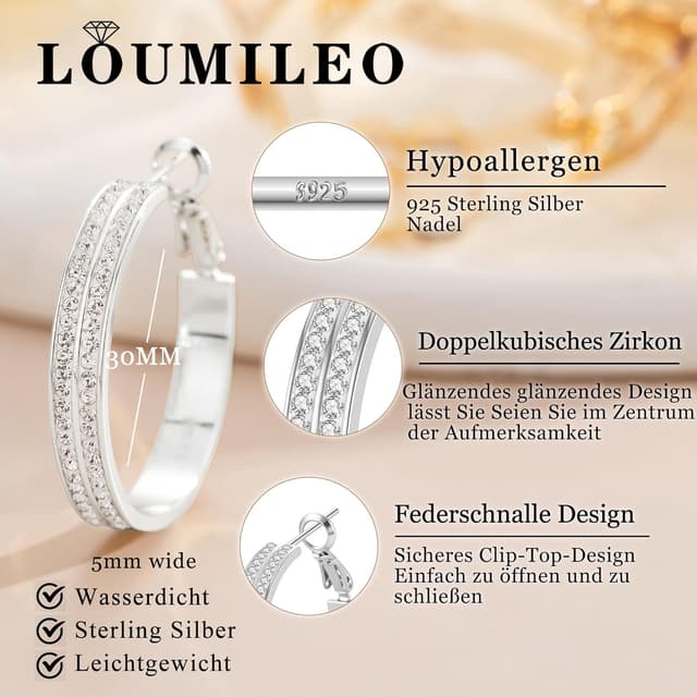 Detalle 2 de LOUMILEO 5MM Creolen Silber 925