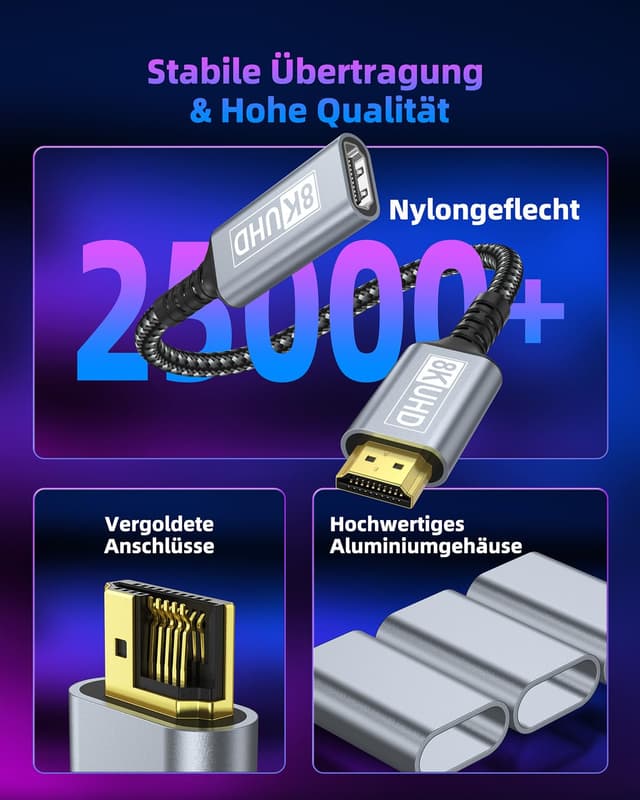 Thumbnail 6 de ZEENVIC HDMI Verlängerungskabel 1M 48Gbps