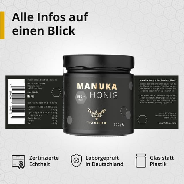 Detalle 2 de maorika Manuka Honig 550 MGO 500 g