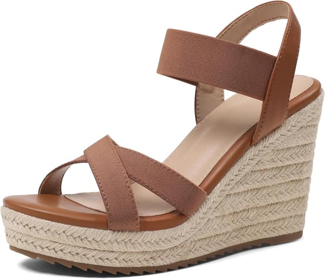Detalle de mikarka Women’s Open Toe Espadrilles Wedge Sandal with Elastic Ankle Strap (Slip-On)