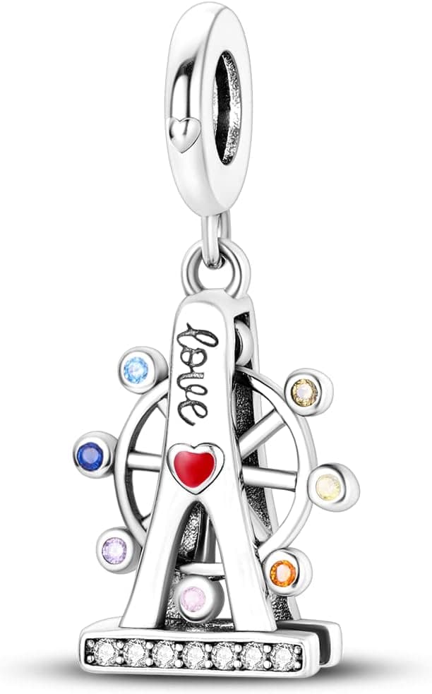 Detalle de Parmuz 925 Sterling Silber Charms mit Glas- & Zirkonia-Optik (Stern, Mond, Schmetterling, Katze)