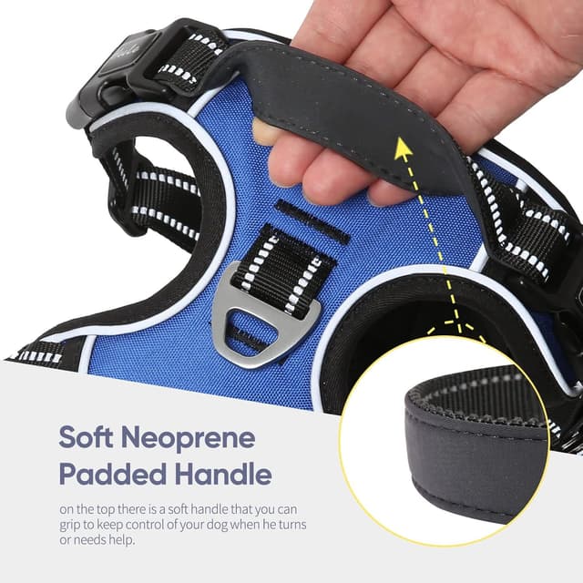 Thumbnail 6 de HEELE Dog Harness Medium No-Pull Vest Harness with Soft Padded Handle, Reflective Strips (Blue, M)