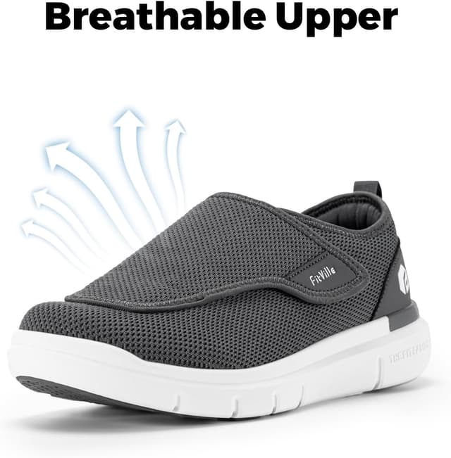 Detalle de FitVille Extra Larghe Scarpe da Uomo con chiusura a strappo, fodera senza cuciture e tomaia traspirante