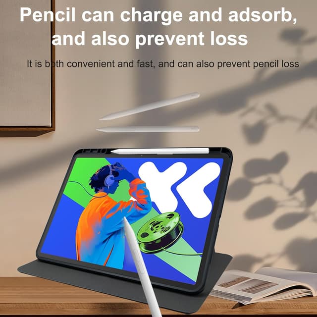 Detalle de Lemxiee PU Leder Case für OnePlus Pad Lite / OPPO Pad SE mit Stiftschlitz, Drehständer und kratzfester Acryl-Rückseite