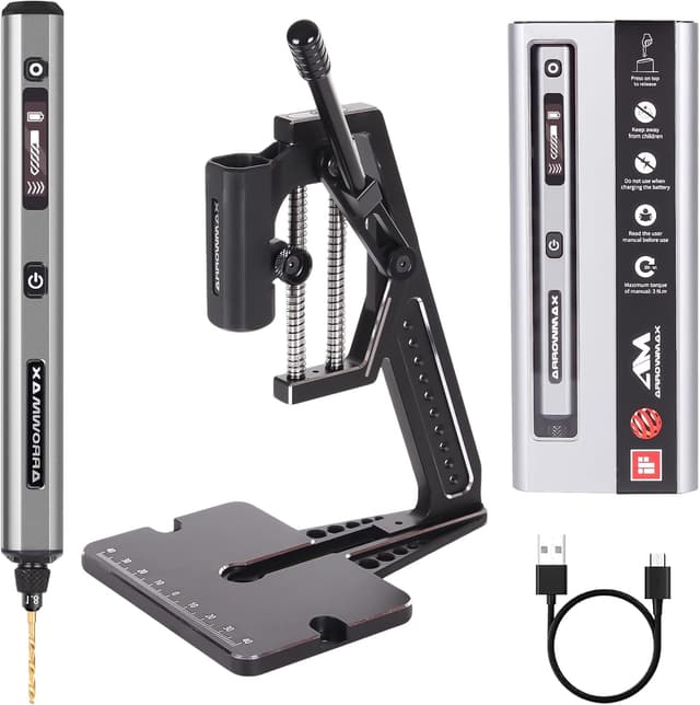 Thumbnail 6 de ARROWMAX Mini penna trapano 13 in 1 ricaricabile con custodia in alluminio, 800 giri/min e 10 punte HSS