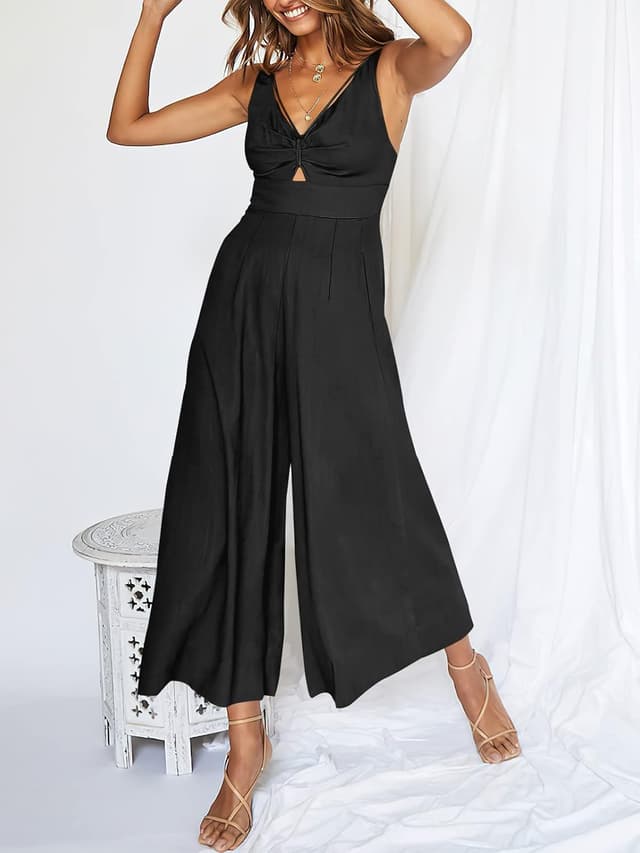 Detalle 2 de ANRABESS Linen Wide Leg Jumpsuit