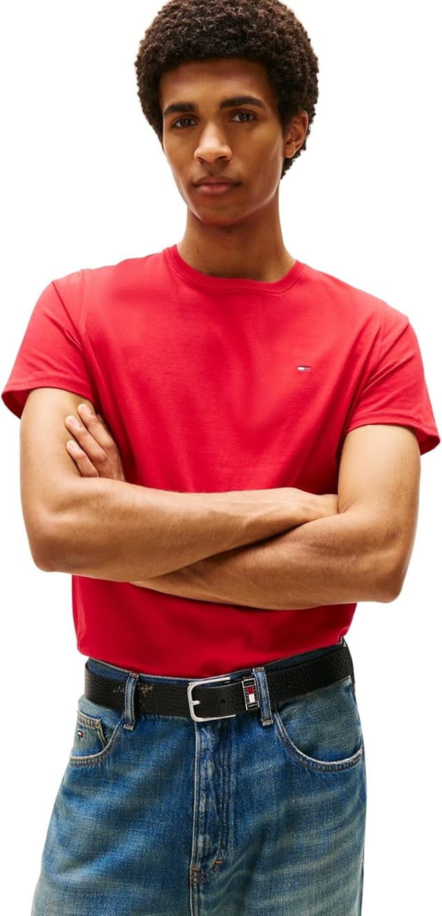 Imagen de Tommy Jeans Camiseta Slim Fit Manga Corta ❤️ Rose Red XS en OfertitasTOP