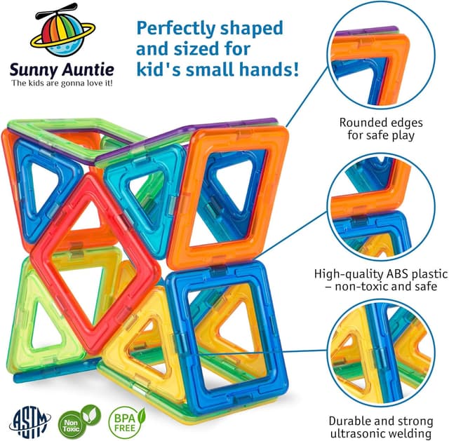 Detalle de Magnetic Building Blocks & Tiles Set (36 pcs) for ages 3–8 – STEM magnetic construction toy