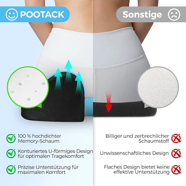 Detalle 2 de POOTACK Sitzkissen Memory-Schaum mit Griff