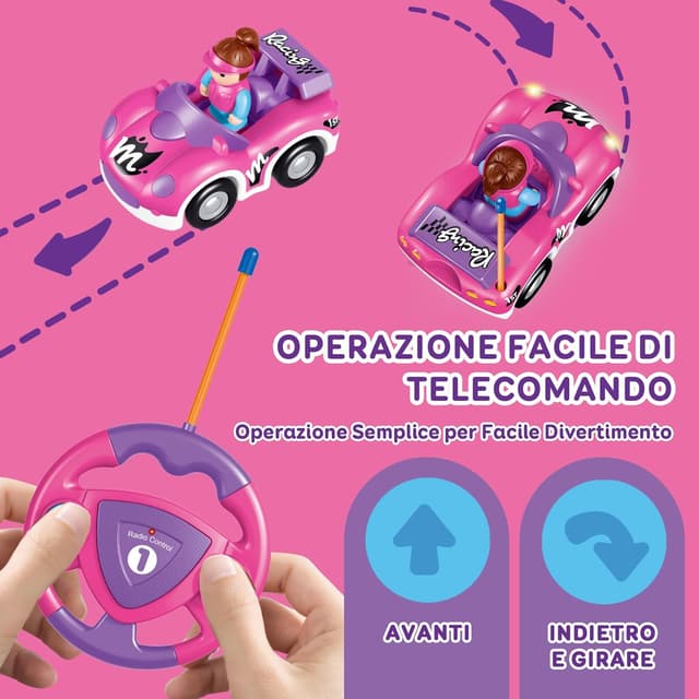 Detalle de Pup Go Macchina da corsa RC Cartoon per bambini 18 mesi+ con musica, luci e 2 bambole intercambiabili