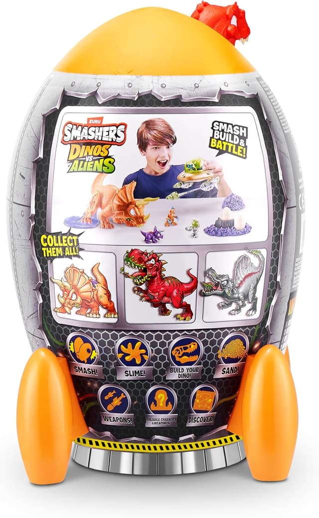 Detalle de ZURU Smashers Dino vs Aliens Medium (T-REX) – aufschlagbares Spielzeug-Ei mit 20+ Überraschungen