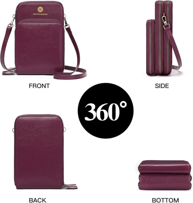 Detalle de SENDEFN genuine leather phone bag crossbody (small, multi-compartment) for women