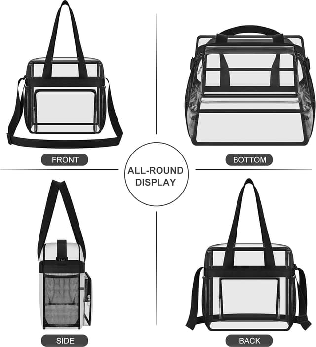 Detalle de USPECLARE Clear Stadium Messenger Bag (12x6x12) for Events, Work, and Gym