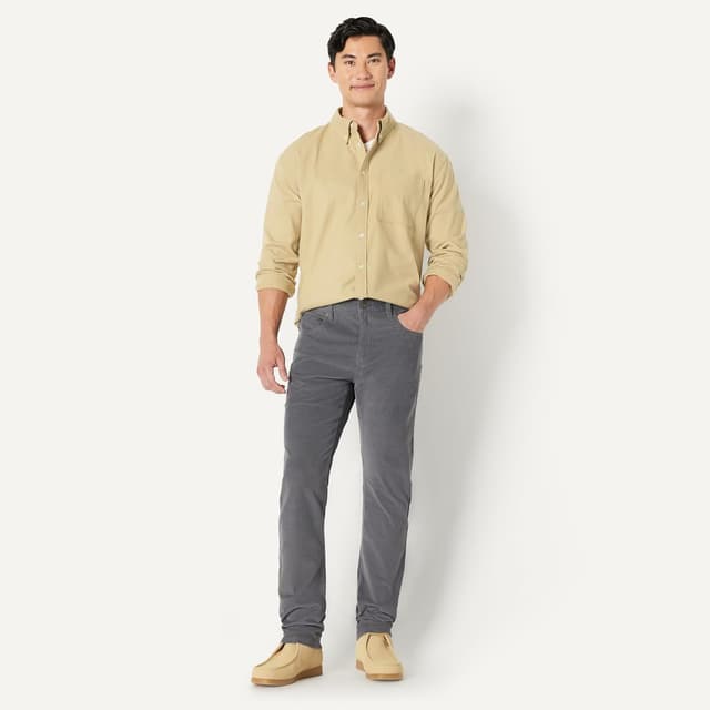 Detalle de Amazon Essentials Herren Modernes Oversize-Button-Down-Hemd aus Baumwolle (Oxford) – bequem weiter Schnitt