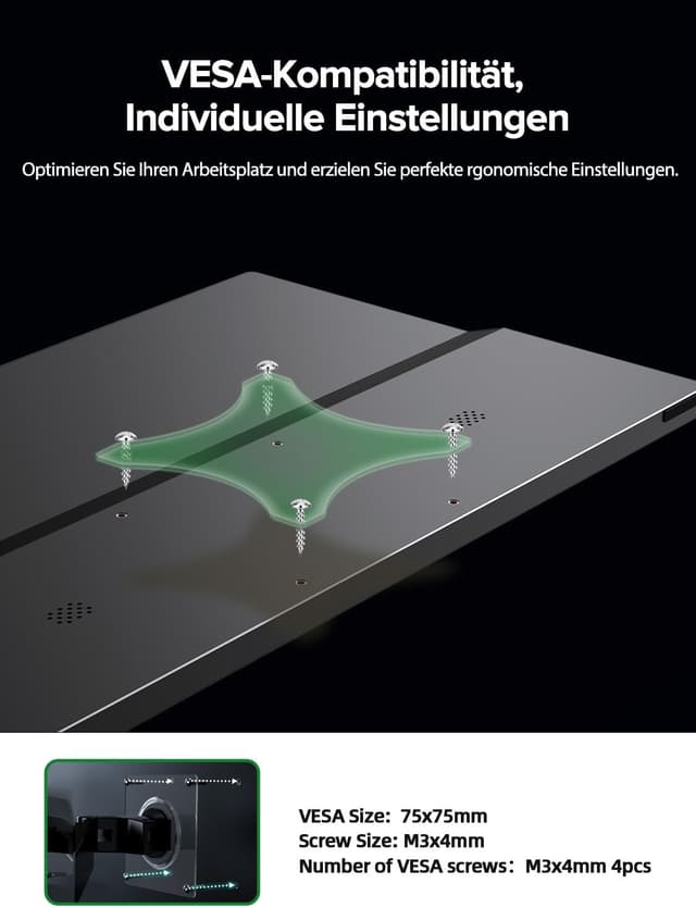 Detalle de UPERFECT Portable Monitor Touchscreen 15,6" (IPS, Full HD, matt, HDR) mit Dual USB‑C und VESA