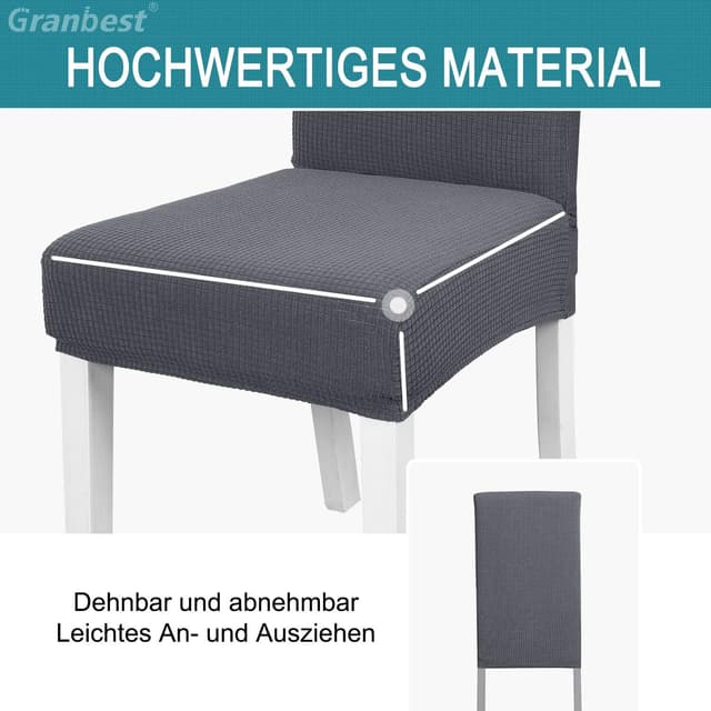 Detalle 2 de Granbest Premium Stuhlhussen 4er Grau