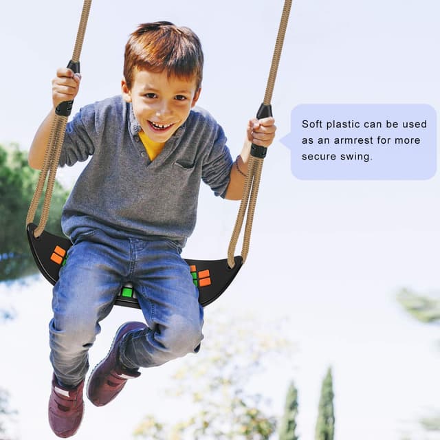 Detalle de SELEWARE Schaukel Outdoor Kinder Schaukelsitz – höhenverstellbares Schaukelbrett mit rutschfestem Kunststoff und verstellbarem Seil