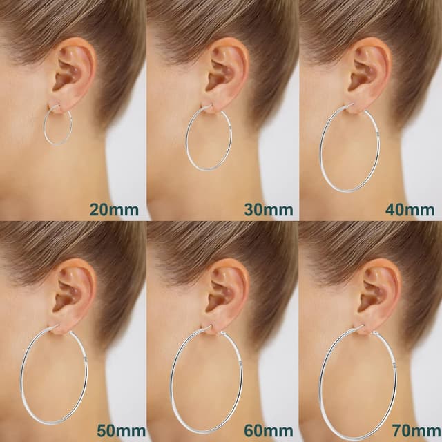 Detalle de MOROTOLE Creolen aus Sterling Silber vergoldet (14 k) – große dünne Creolen für Damen, hypoallergen, 20–70 mm