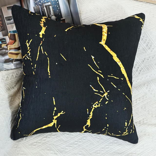 Thumbnail 3 de OYIMUA 2er Set Chenille-Kissenbezug 50x50 Schwarz (50 x 50 cm) mit Struktur & verdecktem Reißverschluss