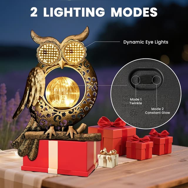 Thumbnail 4 de Global Golden Solar Light 2-mode garden owl décor