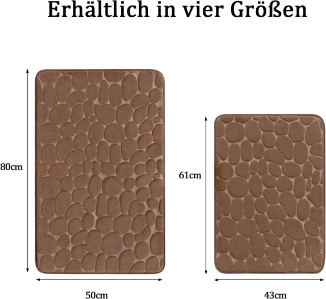 Detalle 2 de chakme Badematte aus Memoryschaum (50x80 cm) mit rutschfester Unterseite, braun