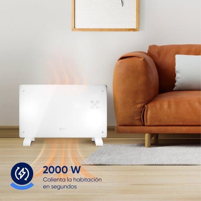 Detalle 2 de Origial CRYSTALWAVE radiador eléctrico de cristal con WiFi de 2000 W (ORIHEAT2000W) blanco