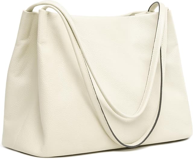 Detalle de Kattee Soft Genuine Leather Tote Hobo Shoulder Bag with Magnetic Snap (Medium)