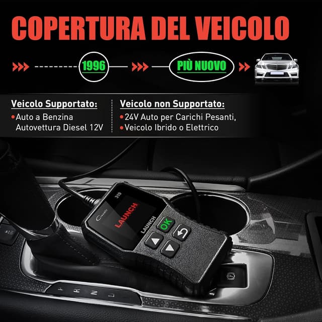Detalle de LAUNCH CR319 OBD2 Scanner per diagnosi auto: lettore codici errore OBDII universale