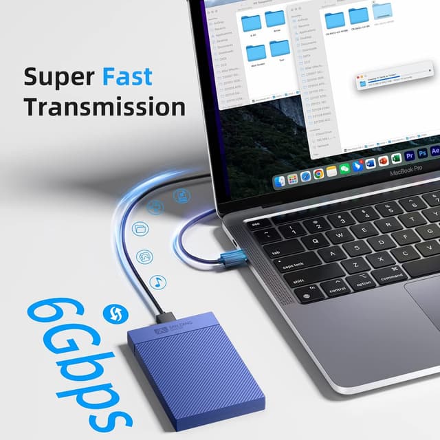 Detalle 2 de Enclosure per disco rigido 2,5" USB 3.0 senza attrezzi (USB-C a A) con supporto UASP e Trim, blu