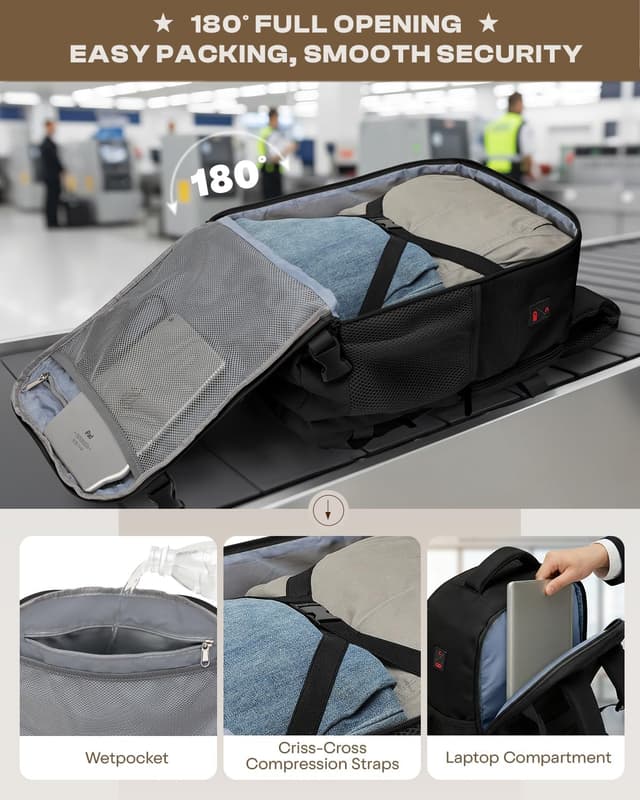 Detalle de Sac à dos cabine ZHXX 44 L pour ordinateur 17,3 pouces (55x40x20) avec poche antivol